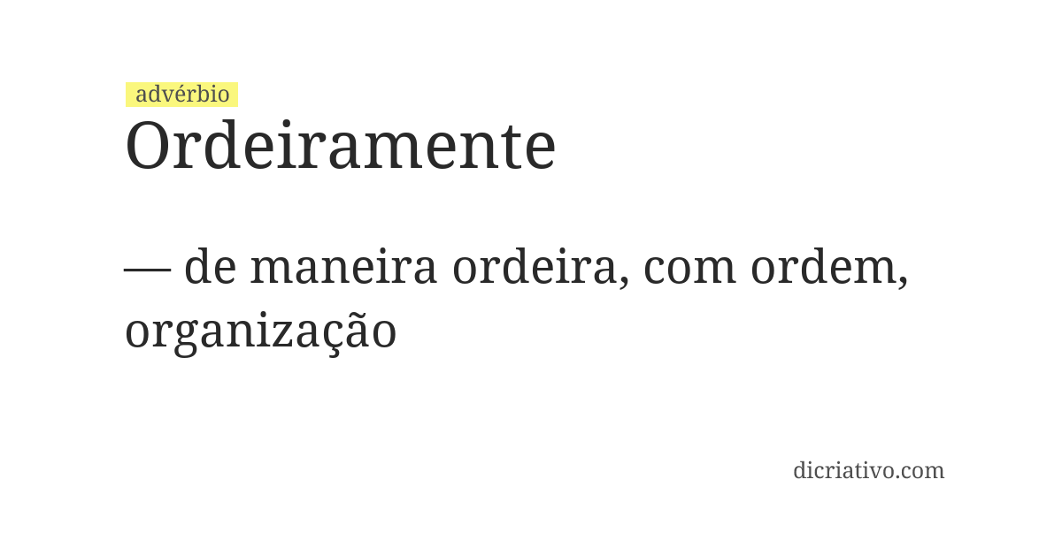 Significado de ordeiramente