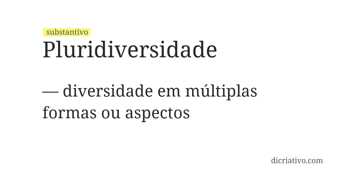 Significado de pluridiversidade