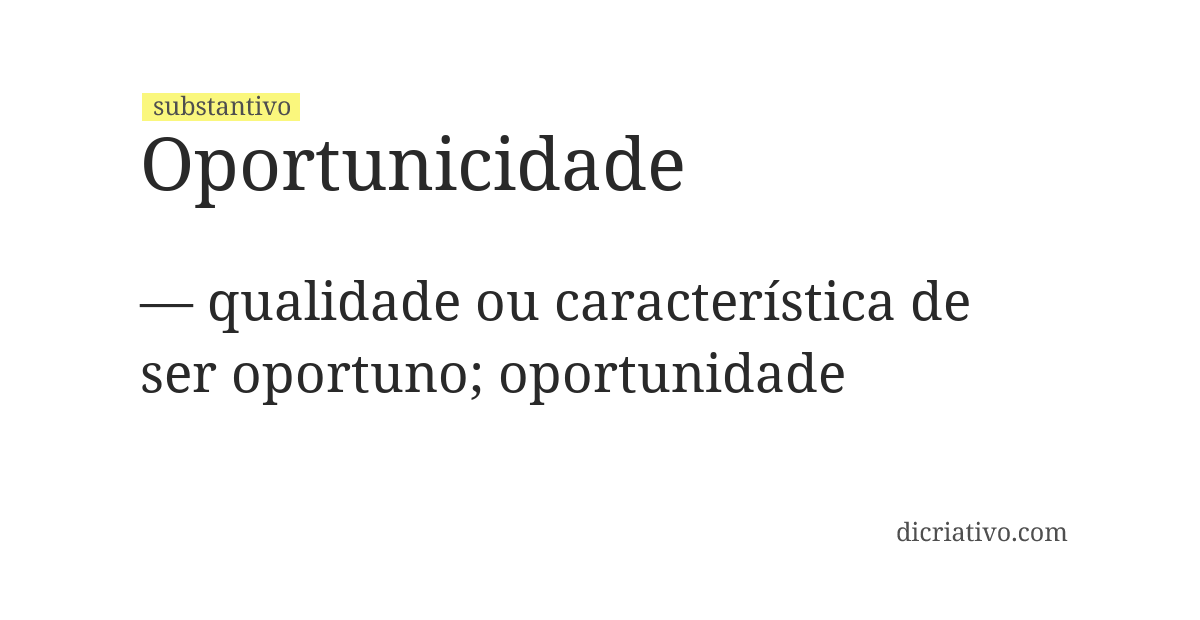 Significado de oportunicidade