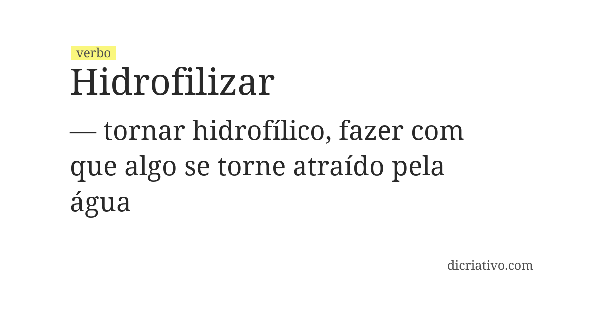 Significado de hidrofilizar