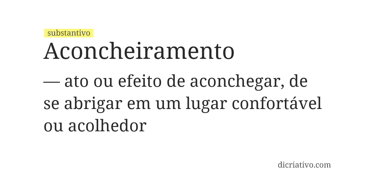 Significado de aconcheiramento