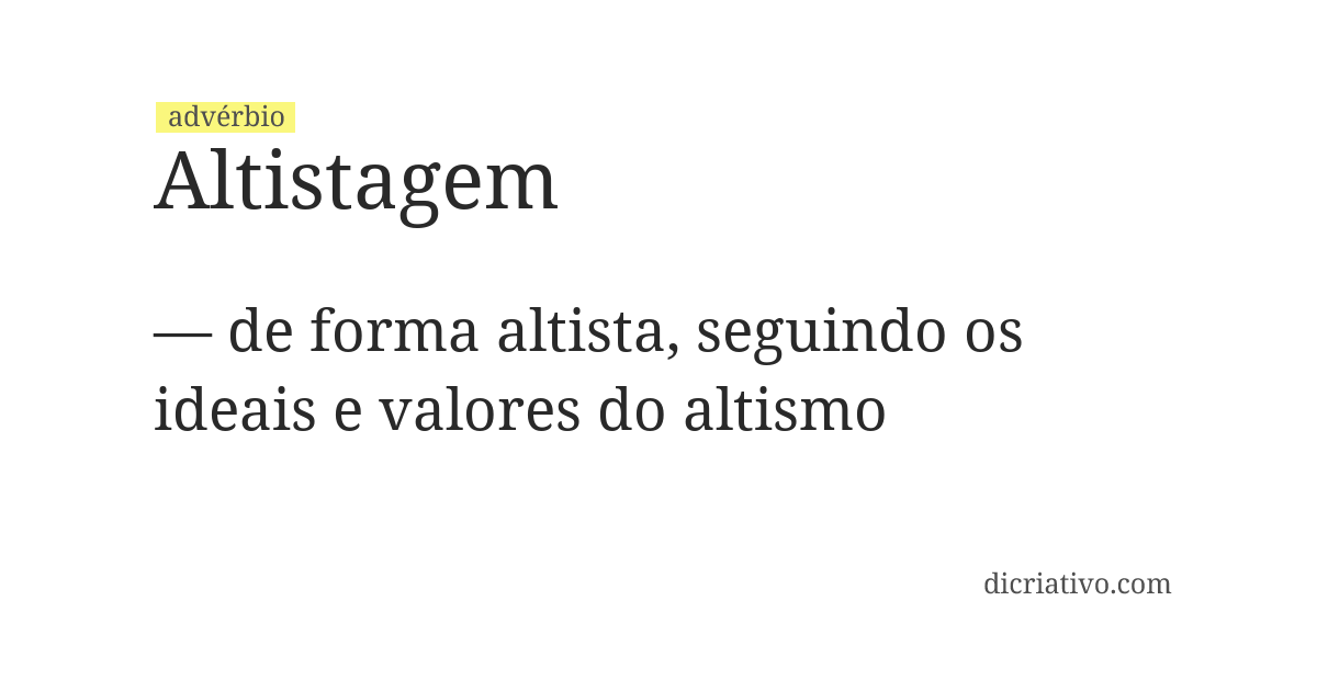 Significado de altistagem
