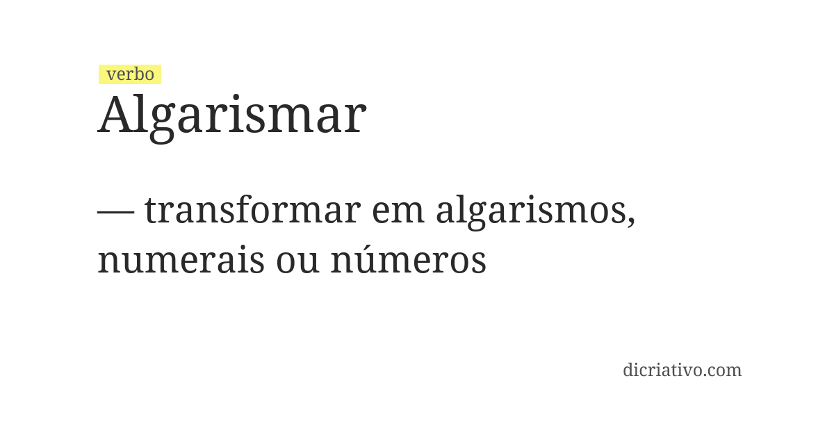 Significado de algarismar