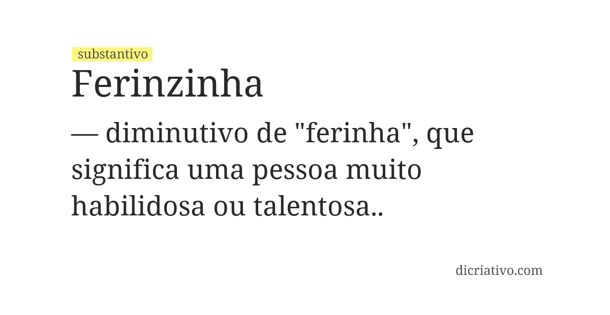 Significado de ferinzinha