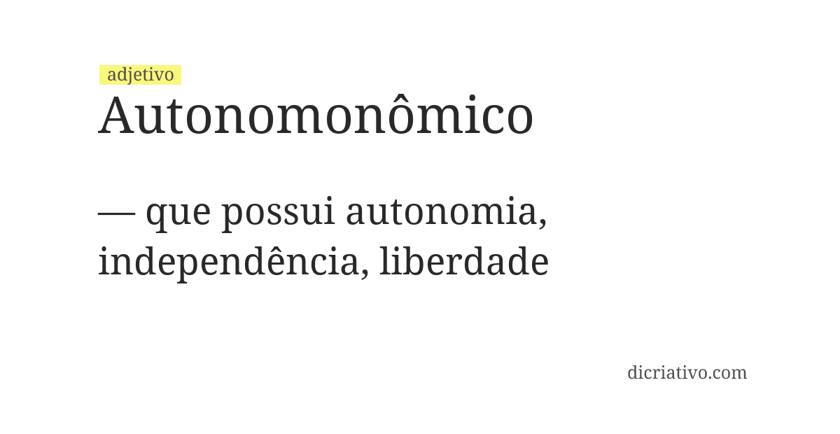 Significado de autonomonômico
