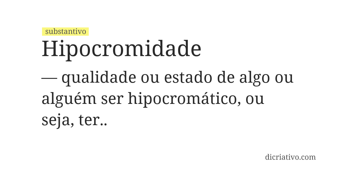 Significado de hipocromidade