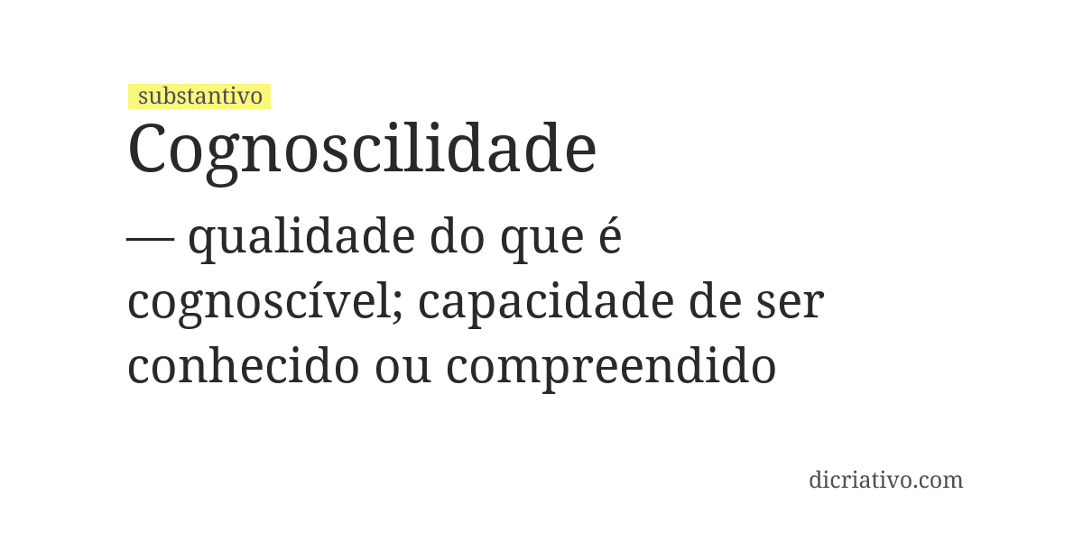 Significado de cognoscilidade