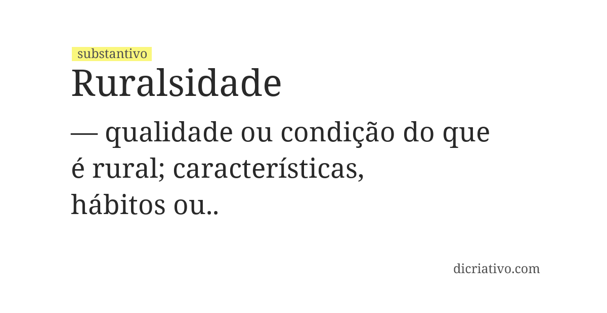 Significado de ruralsidade