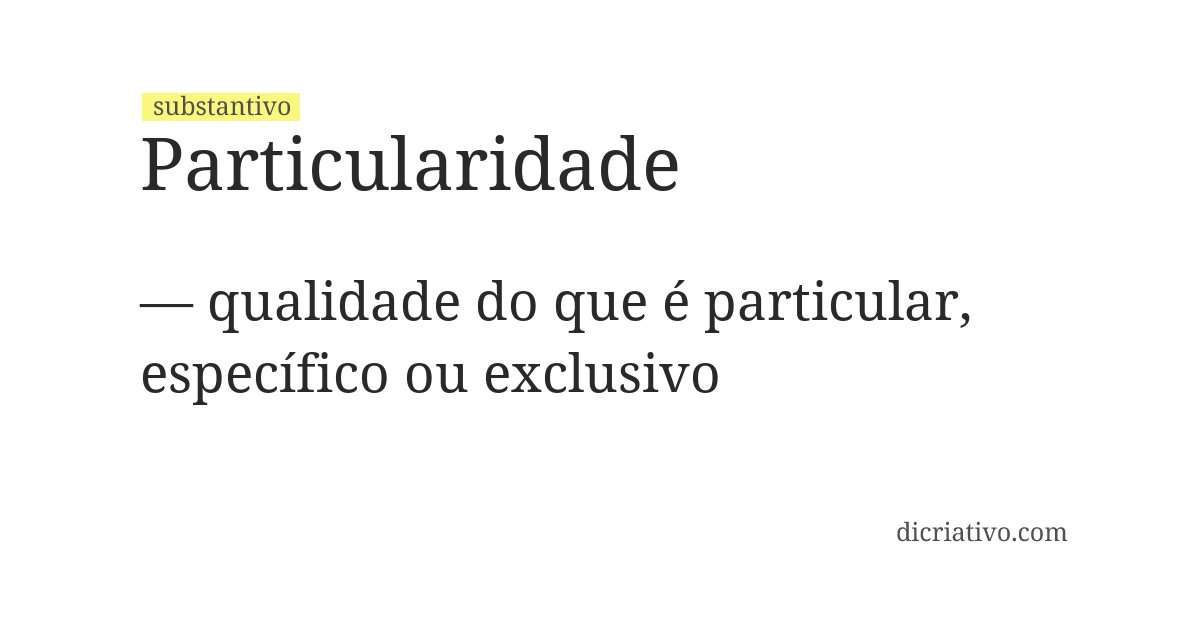 Significado de particularidade