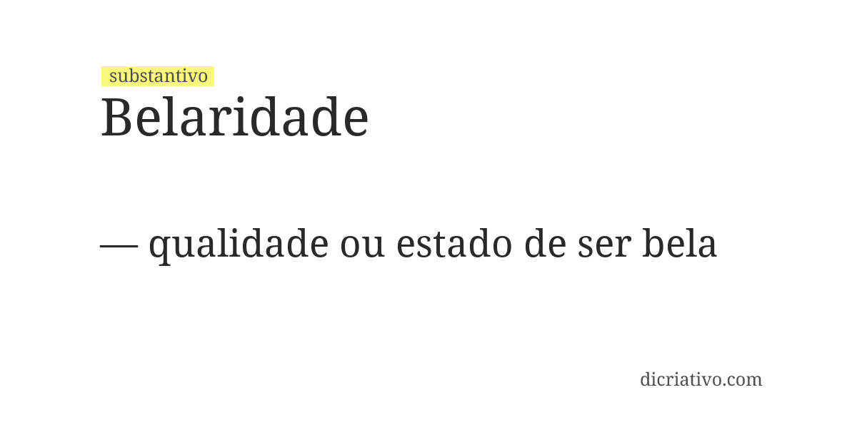 Significado de belaridade