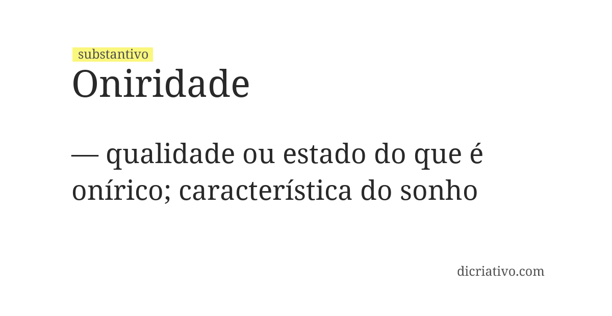 Significado de oniridade