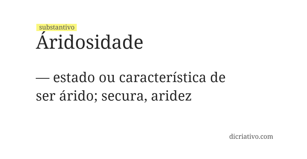 Significado de áridosidade
