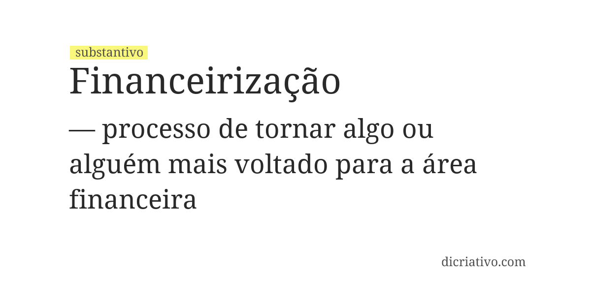 Significado de financeirização