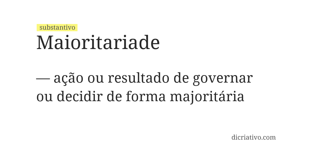 Significado de maioritariade