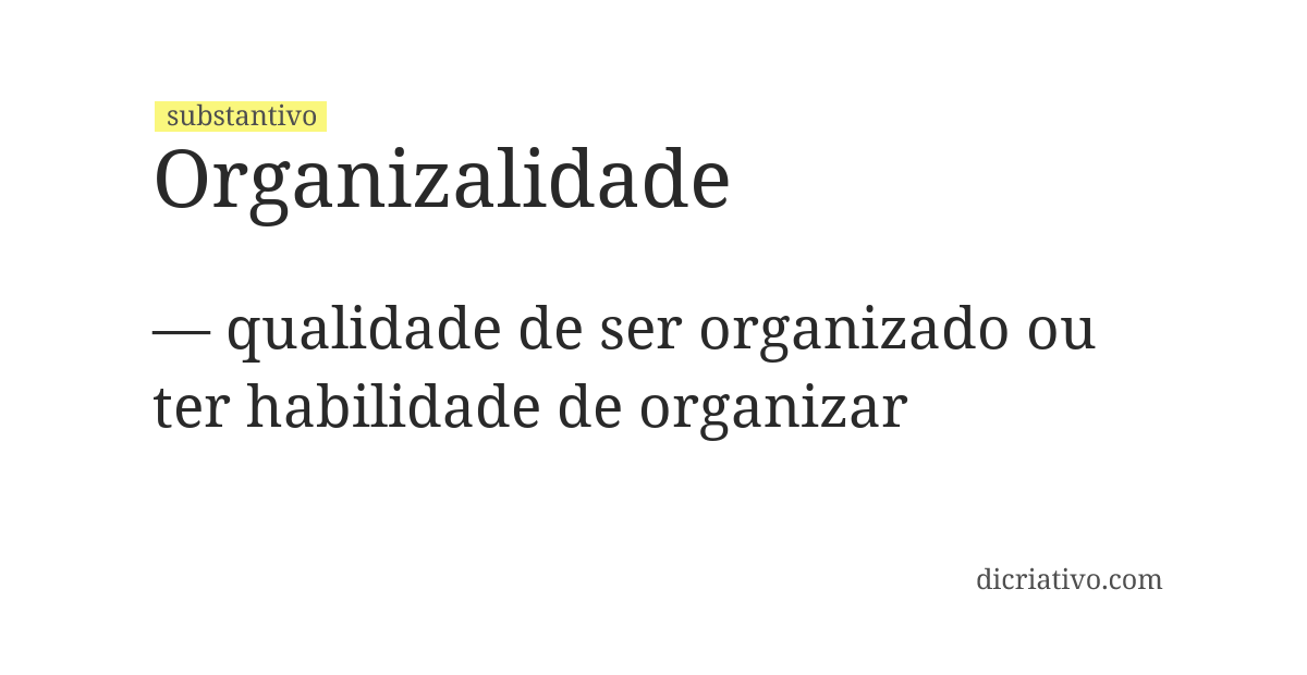 Significado de organizalidade
