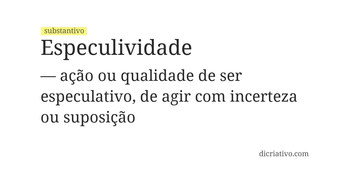 Significado de especulividade