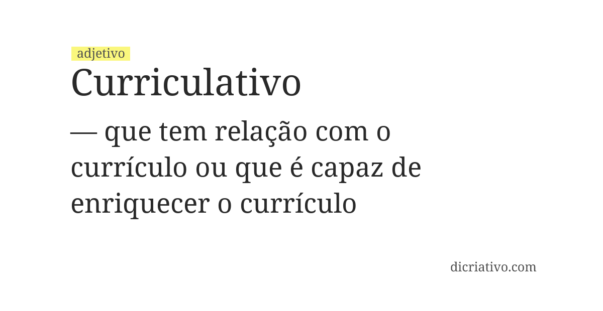 Significado de curriculativo