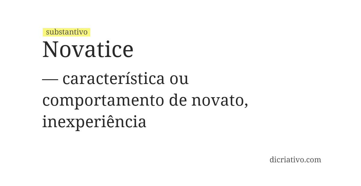 Significado de novatice