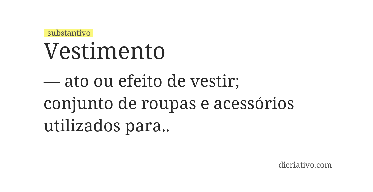 Significado de vestimento