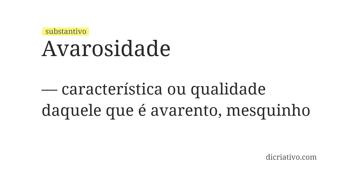 Significado de avarosidade