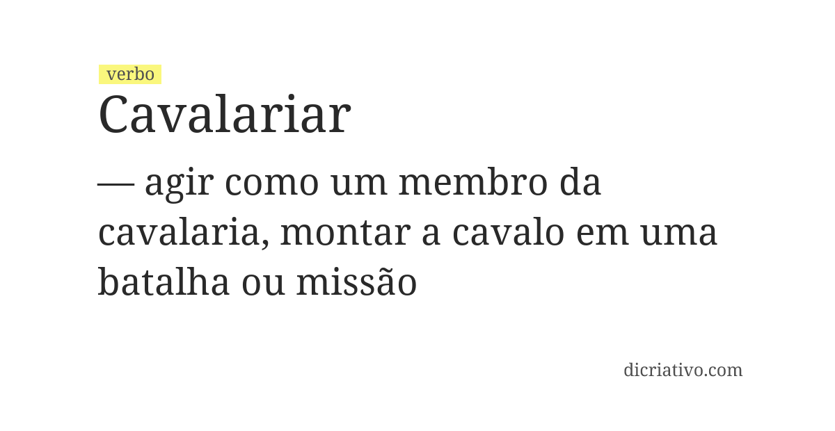 Significado de cavalariar