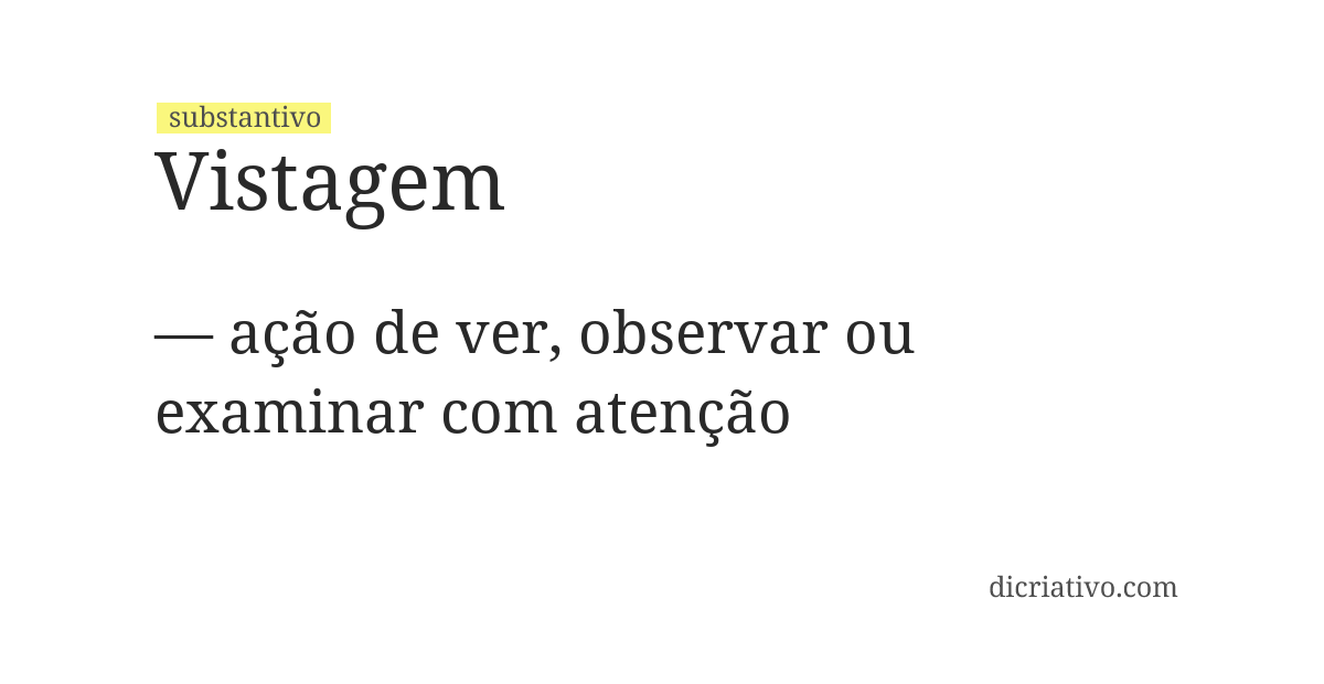 Significado de vistagem