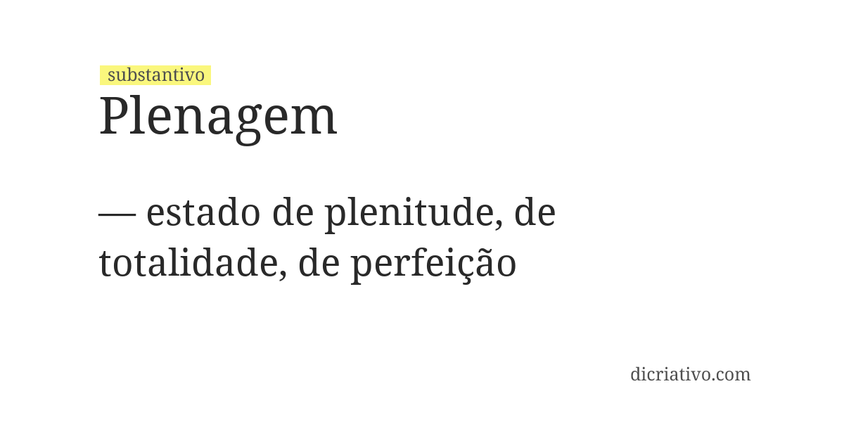 Significado de plenagem