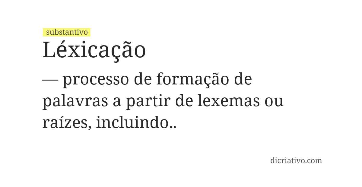 Significado de léxicação