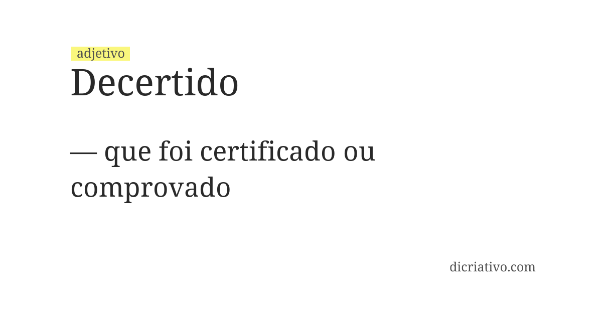 Significado de decertido
