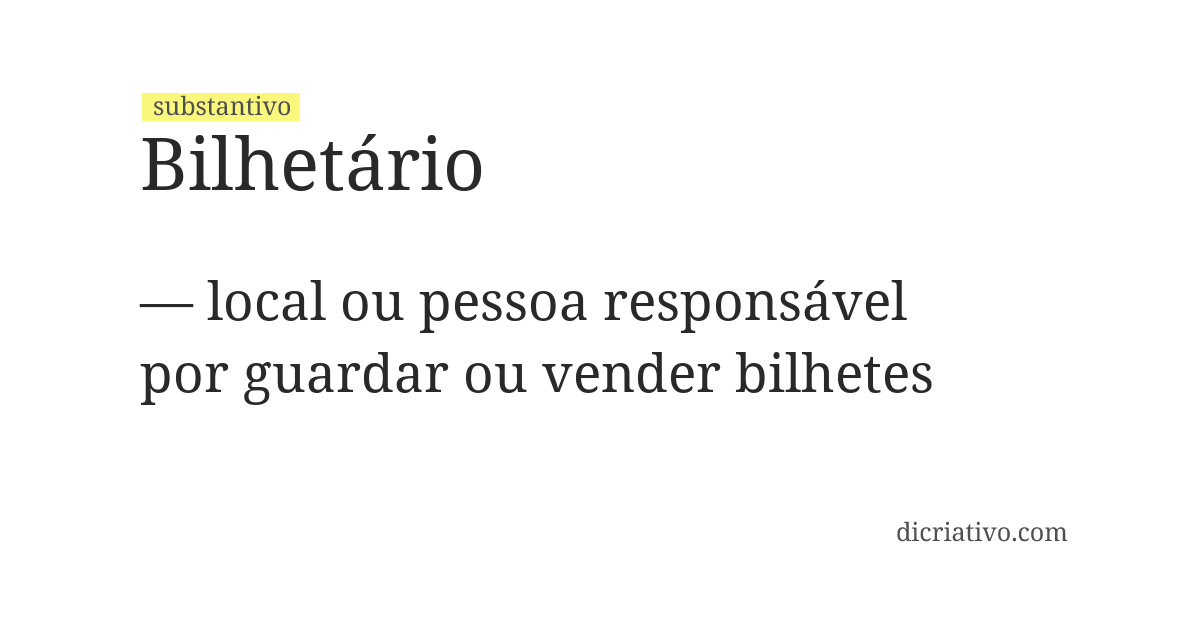 Significado de bilhetário