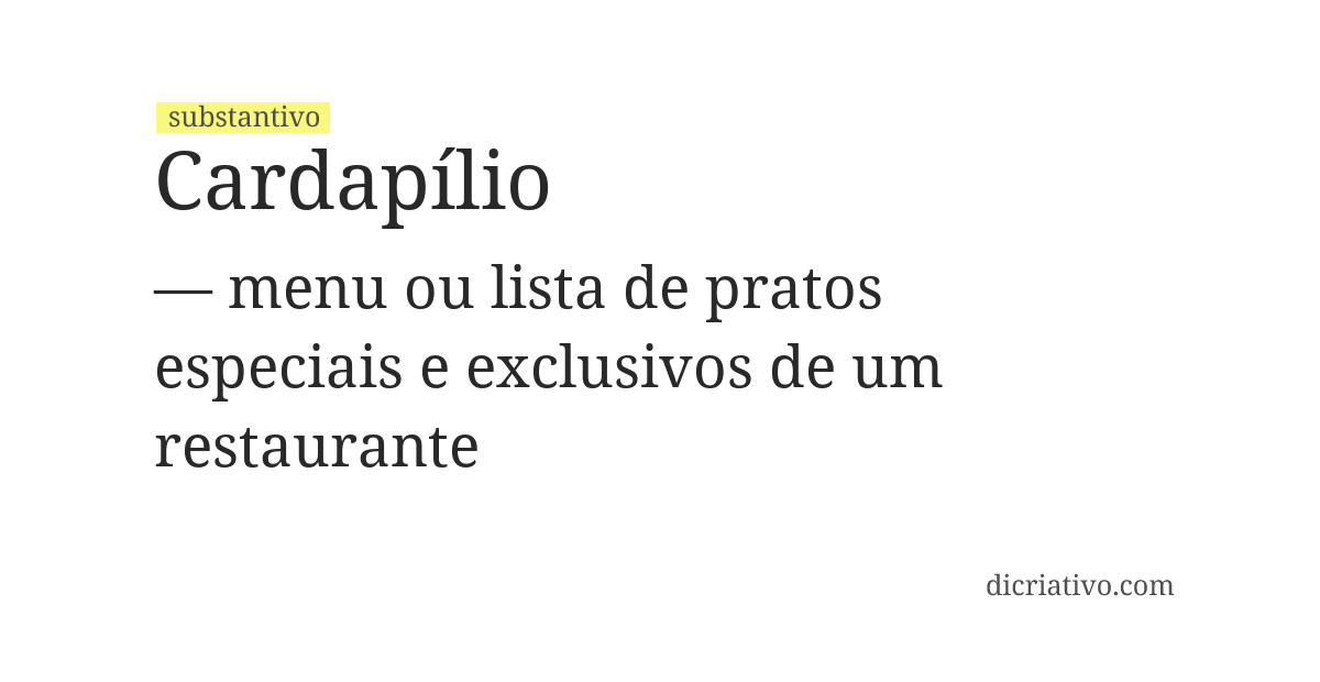 Significado de cardapílio