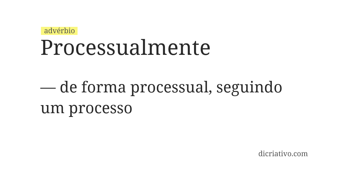 Significado de processualmente