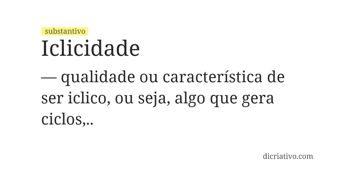 Significado de iclicidade