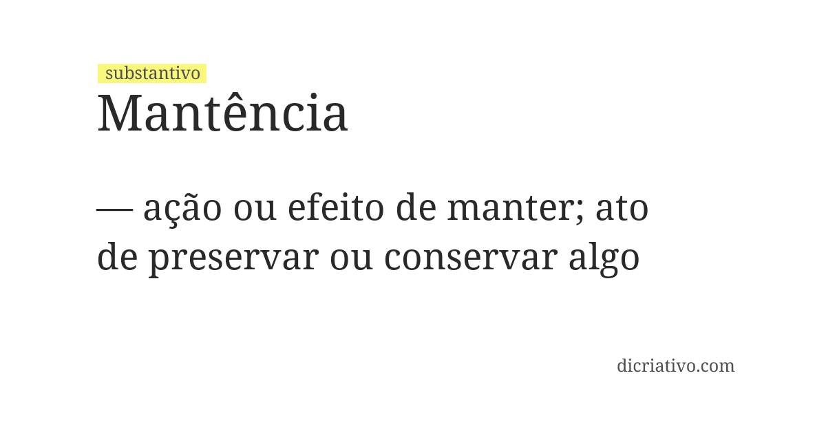 Significado de mantência