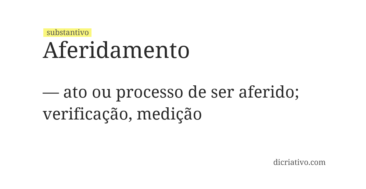Significado de aferidamento