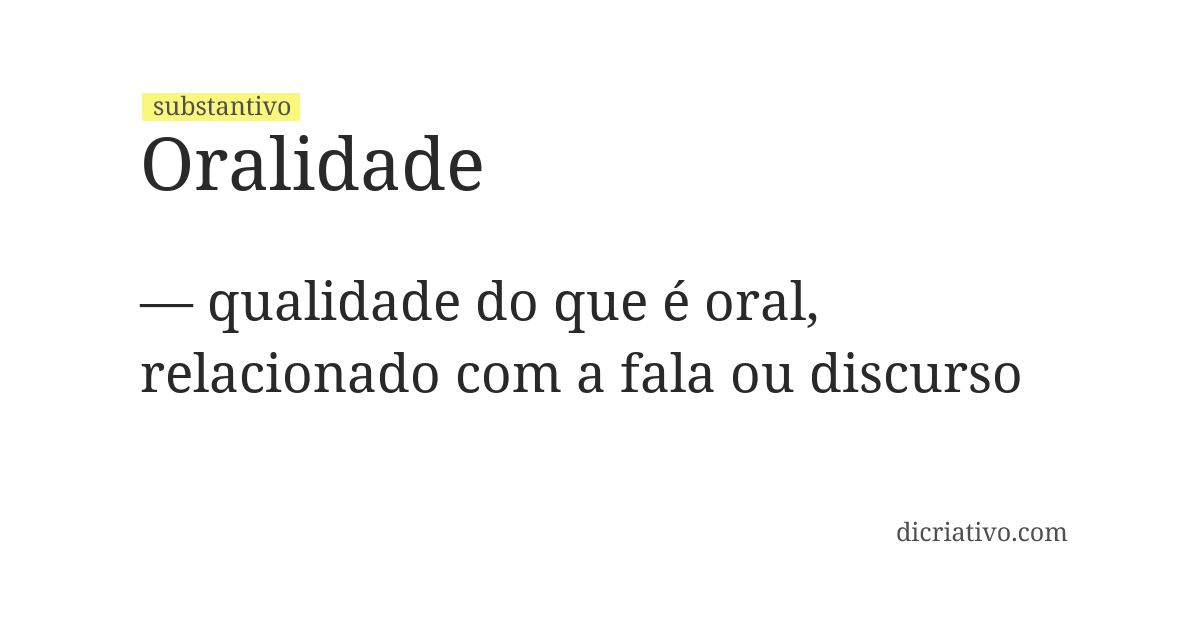 Significado de oralidade