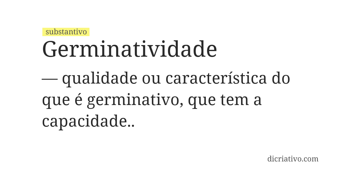 Significado de germinatividade
