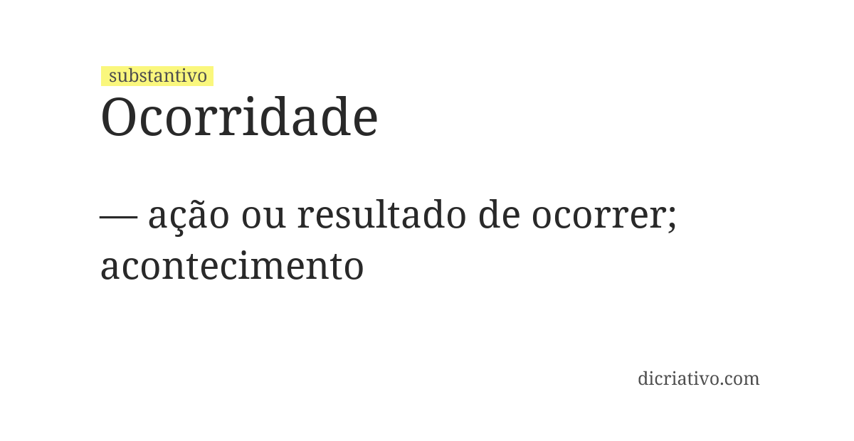 Significado de ocorridade