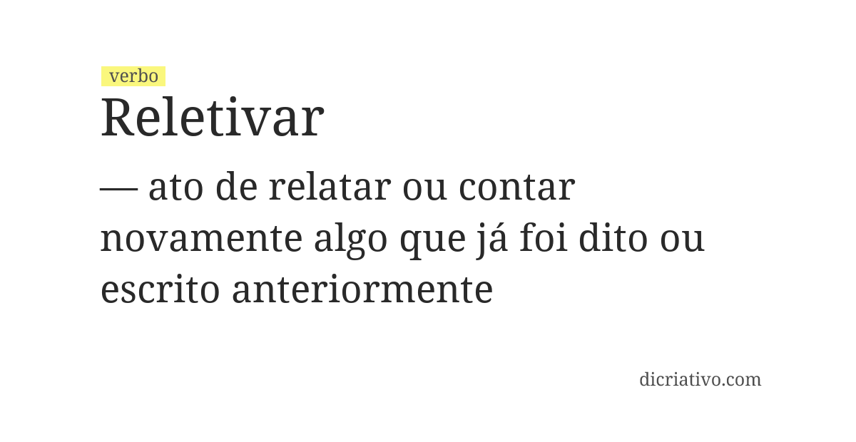 Significado de reletivar