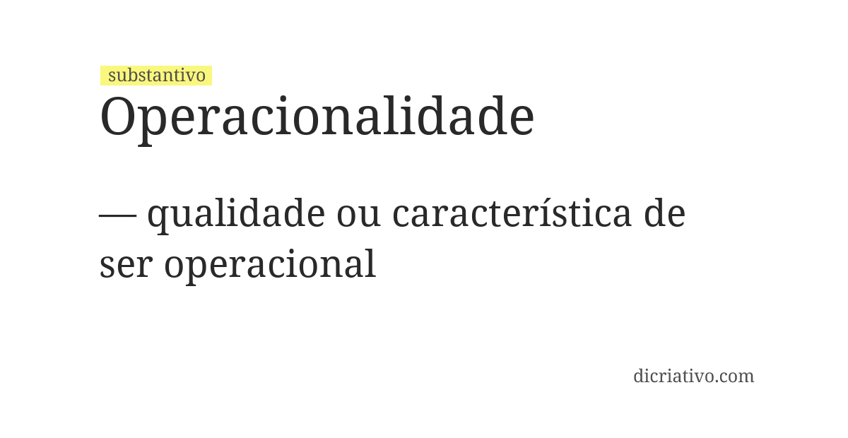 Significado de operacionalidade