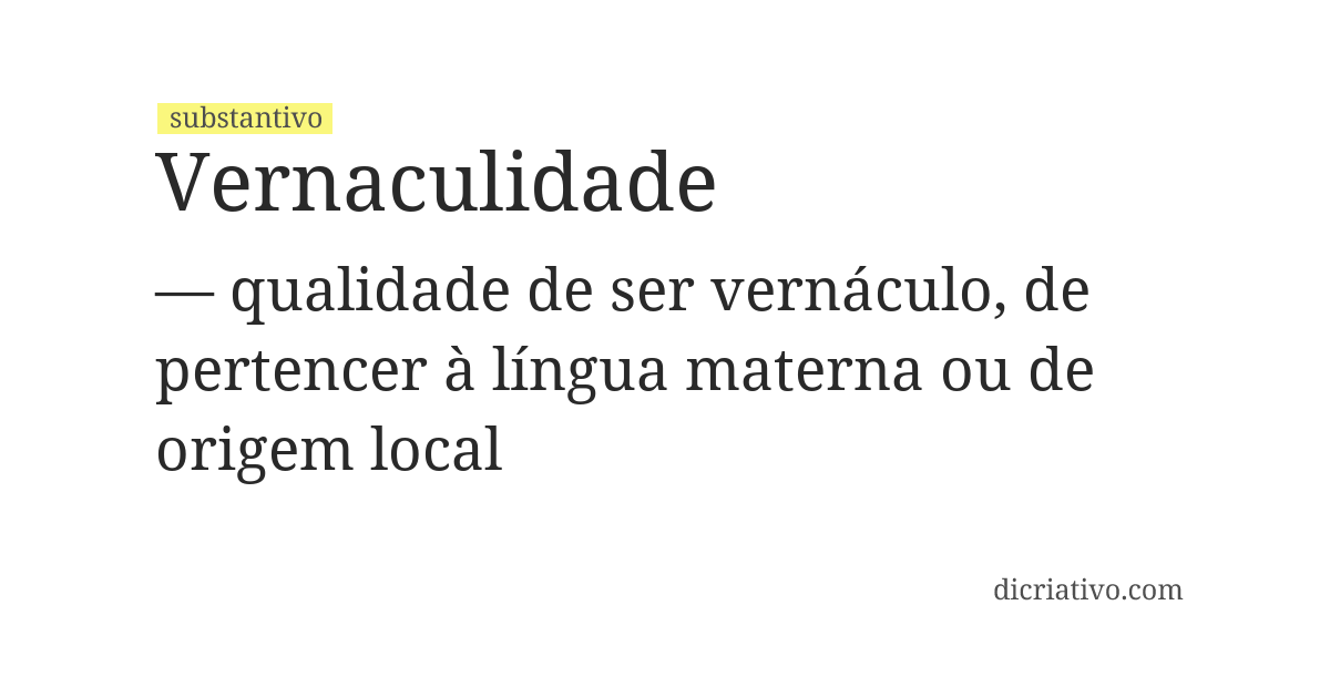 Significado de vernaculidade