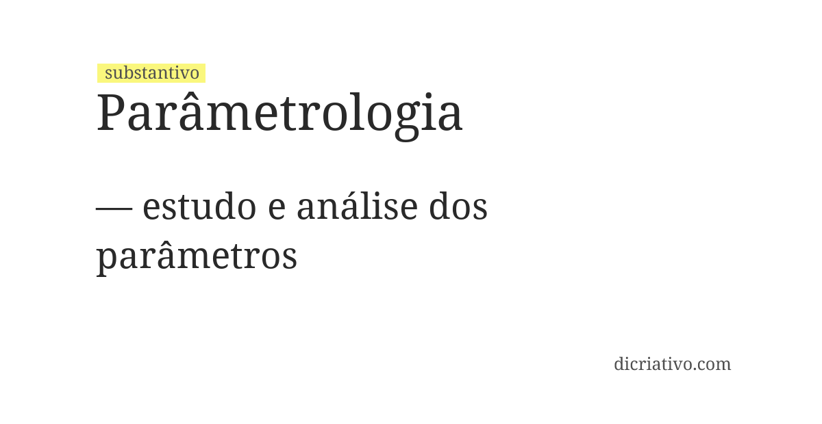 Significado de parâmetrologia