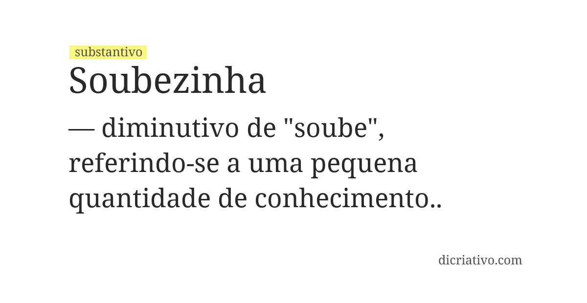 Significado de soubezinha