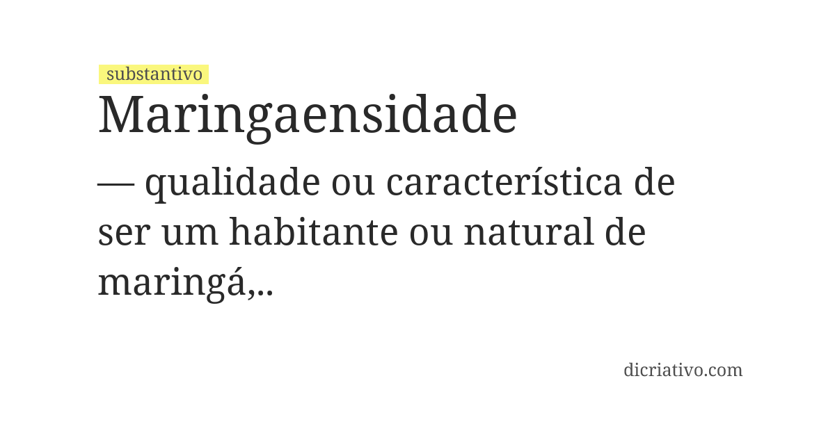 Significado de maringaensidade