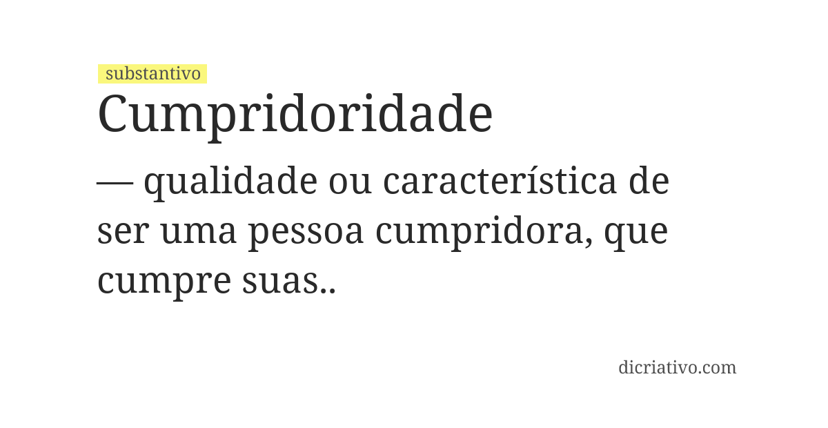 Significado de cumpridoridade