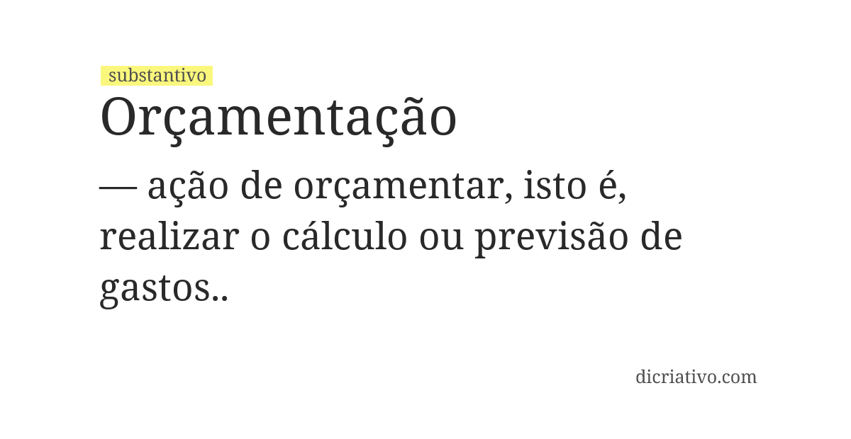 Significado de orçamentação
