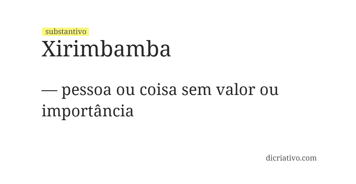 Significado de xirimbamba