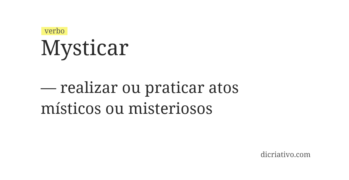 Significado de mysticar