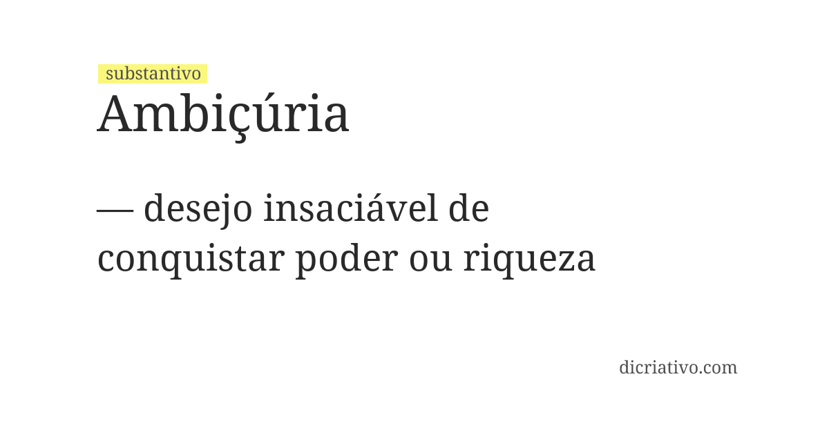 Significado de ambiçúria