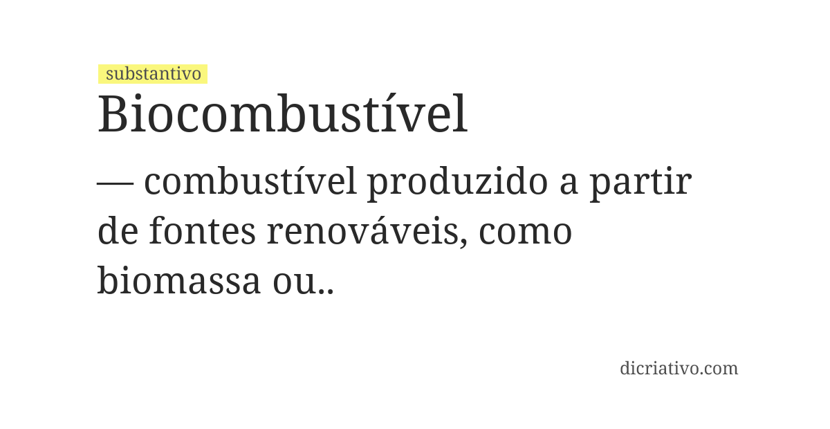 Significado de biocombustível